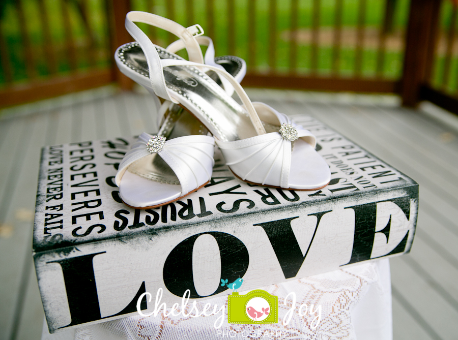 Bride's shoes at DeKalb wedding. 