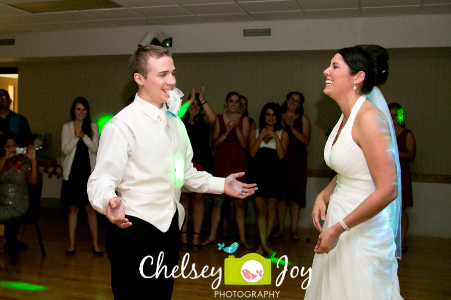 Garter toss at DeKalb wedding. 