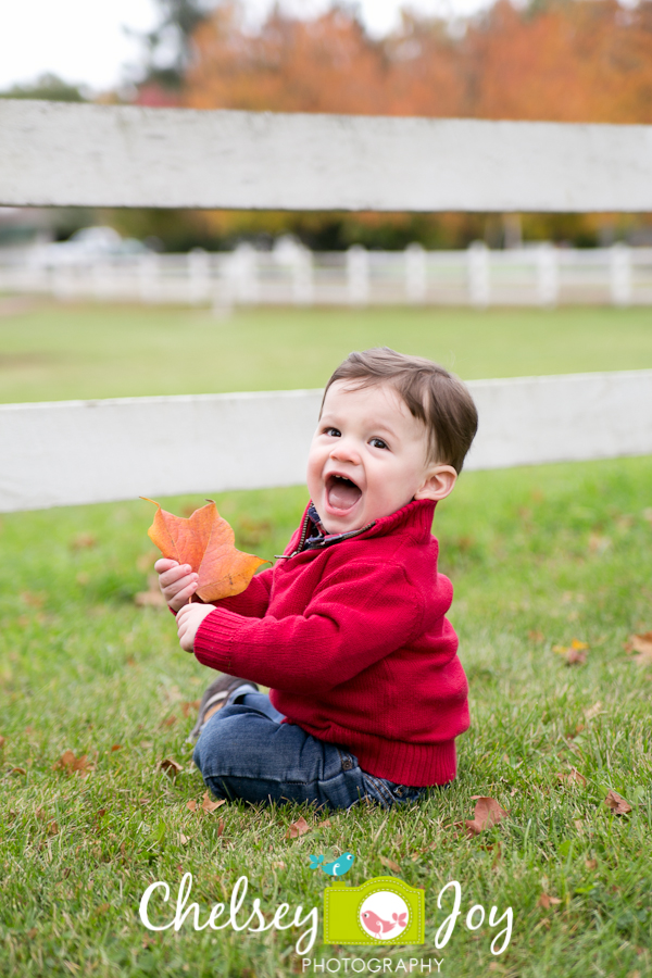 Baby B smiles during a Naperville family photo session.