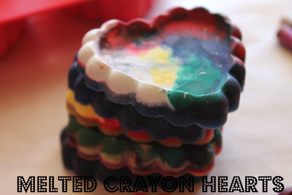 Melted crayons are a fun Valentine's Day craft idea. 