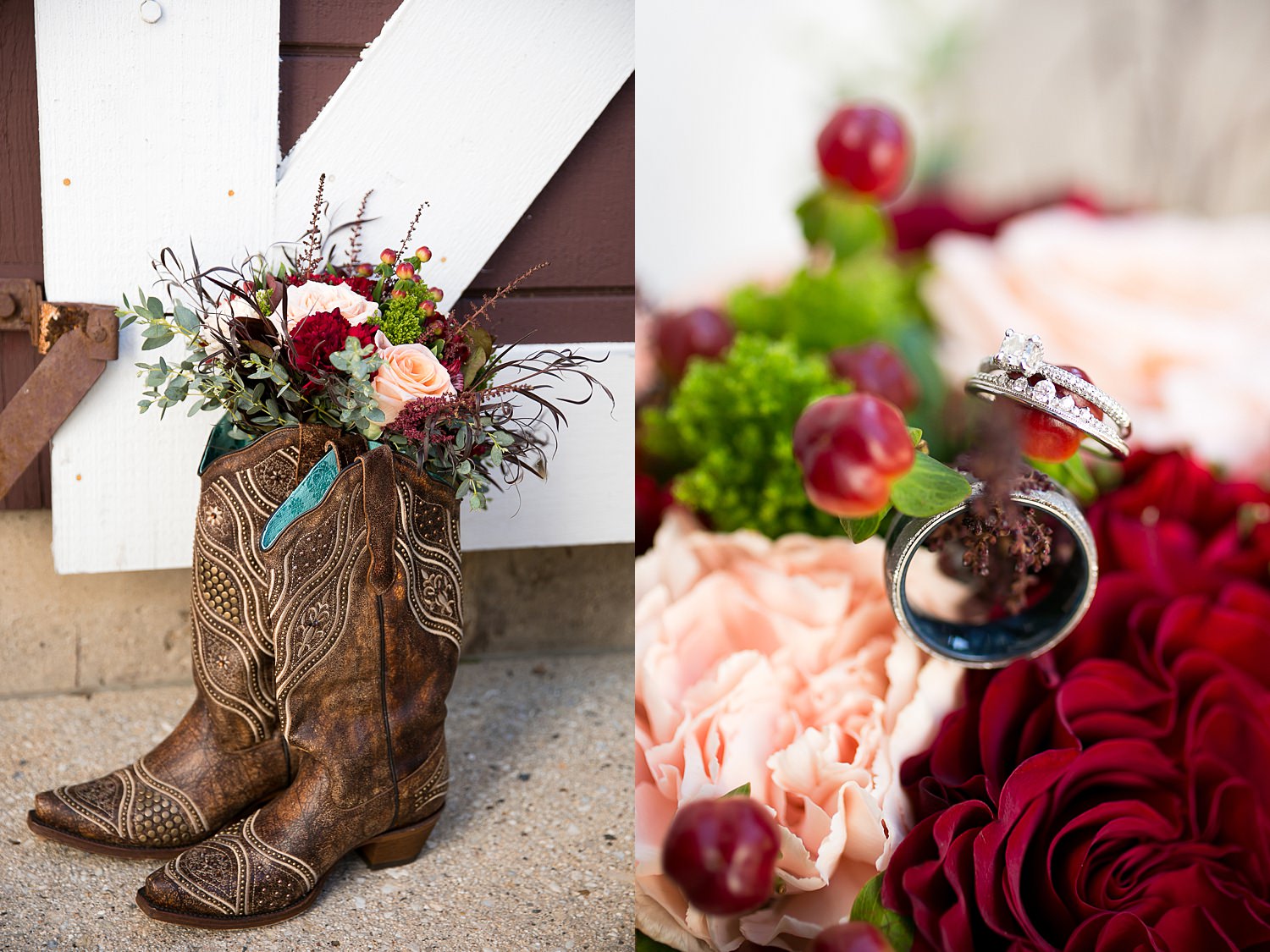 Cowboy boots with bouquet