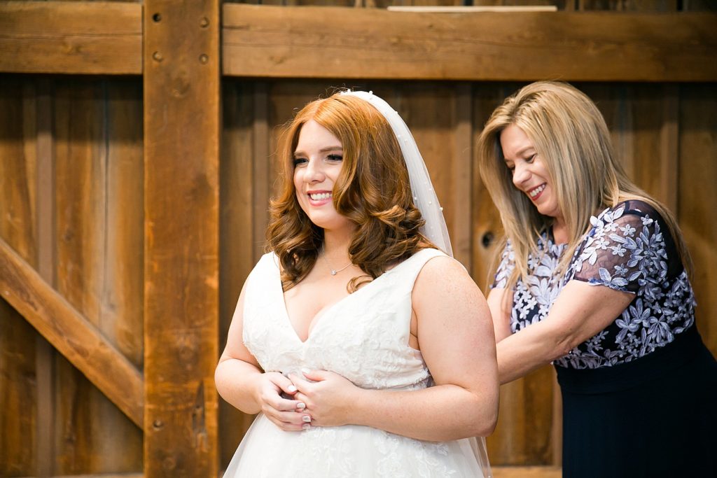 Bride getting ready with mom