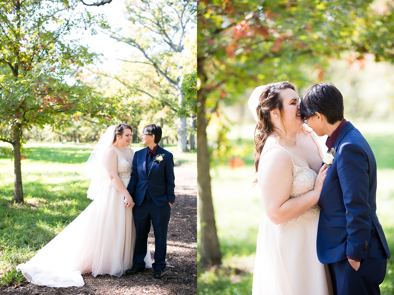 Morton Arboretum Wedding Photos of couple