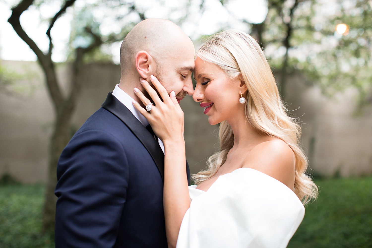 Couple smiling at each other for their Chicago elopement