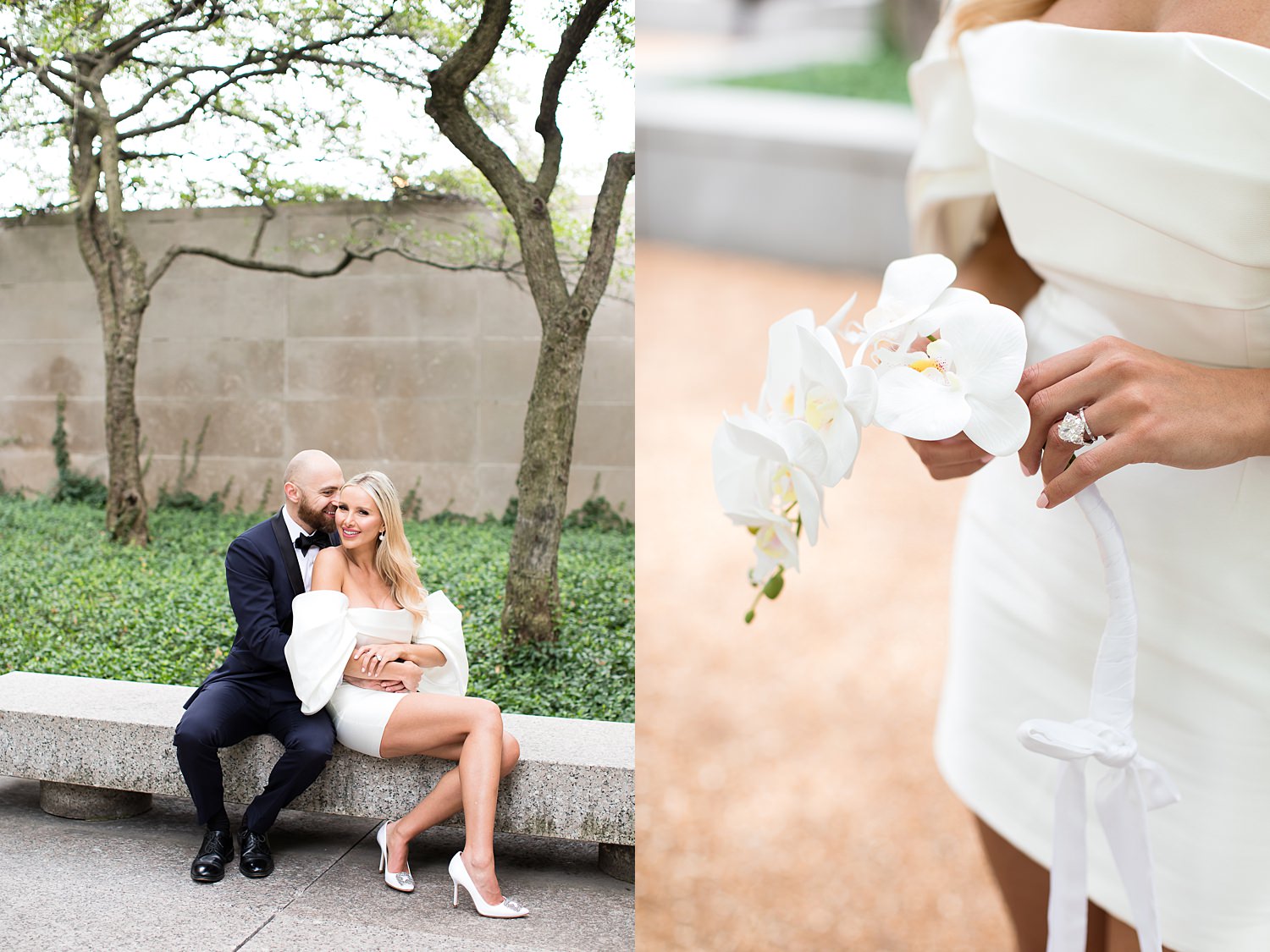 Elopement photos of couple in Chicago Art Institute south garden