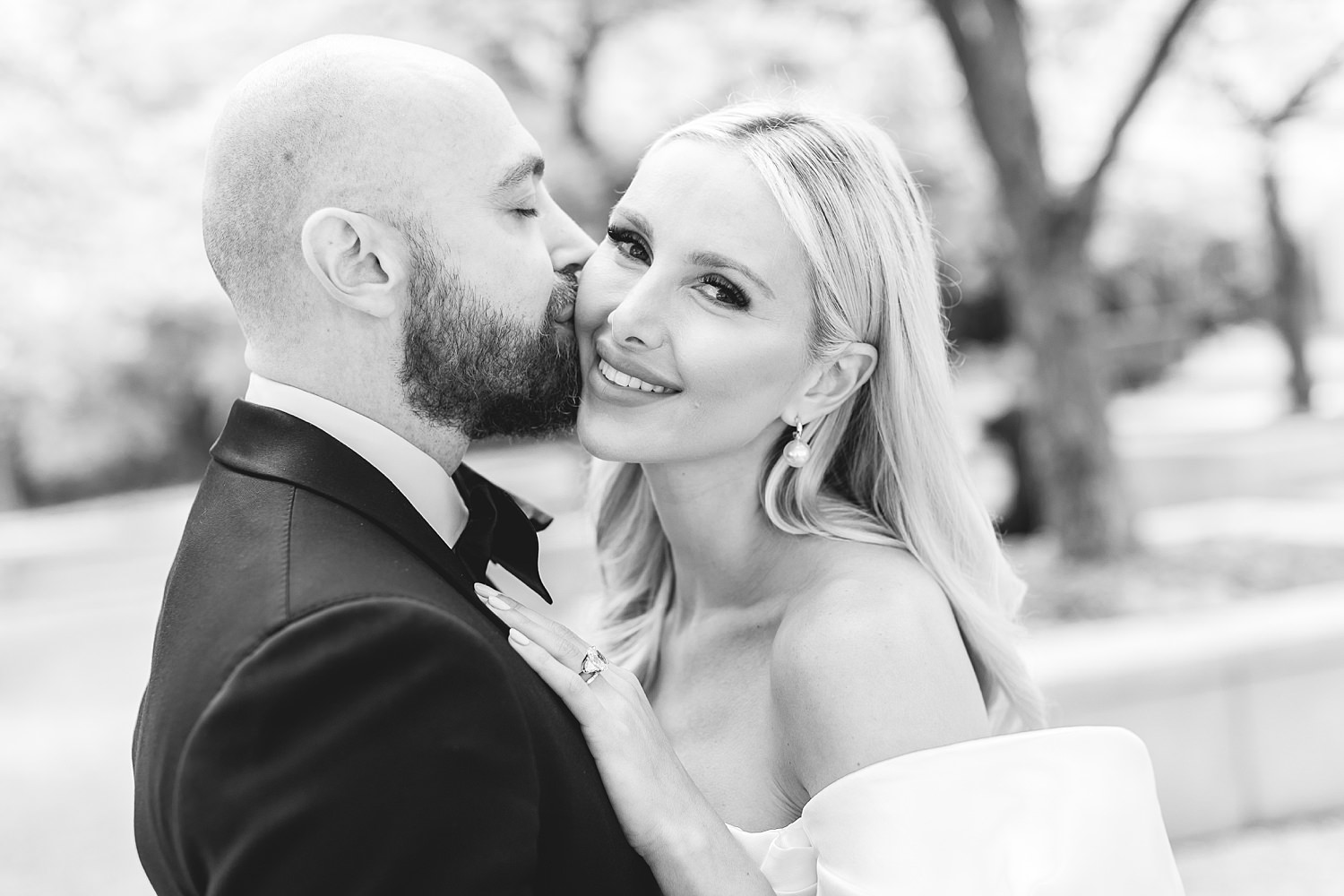 Bride smiling at camera