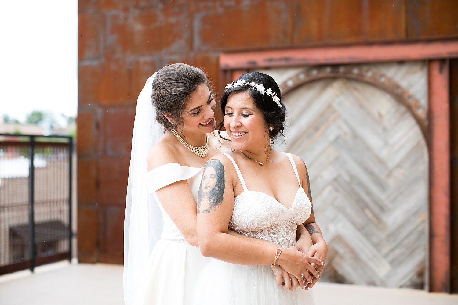 Stephanie and Monica take wedding photos at The Haight in Elgin.