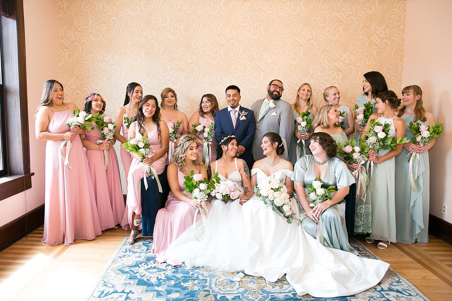 Wedding party photo in the bridal suite at The Haight.