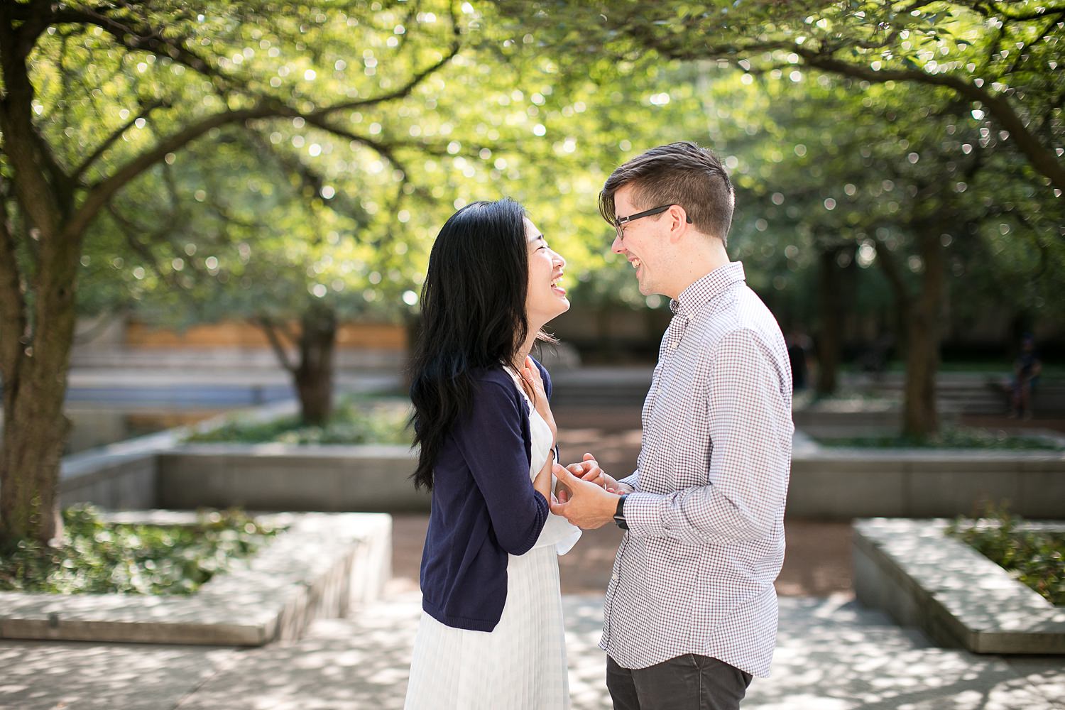 Chicago engagement photos at the Art Institute Garden