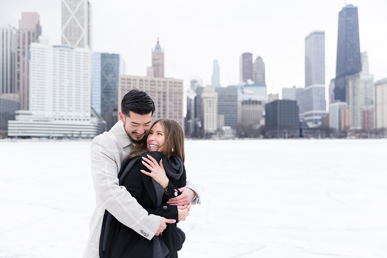 Couple portrait at Milton Lee Olive Park in Chicago.