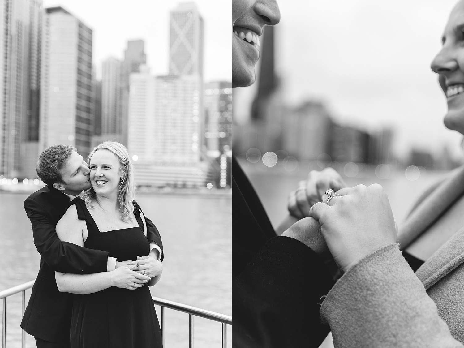 Engagement portraits by Chicago lakefront.