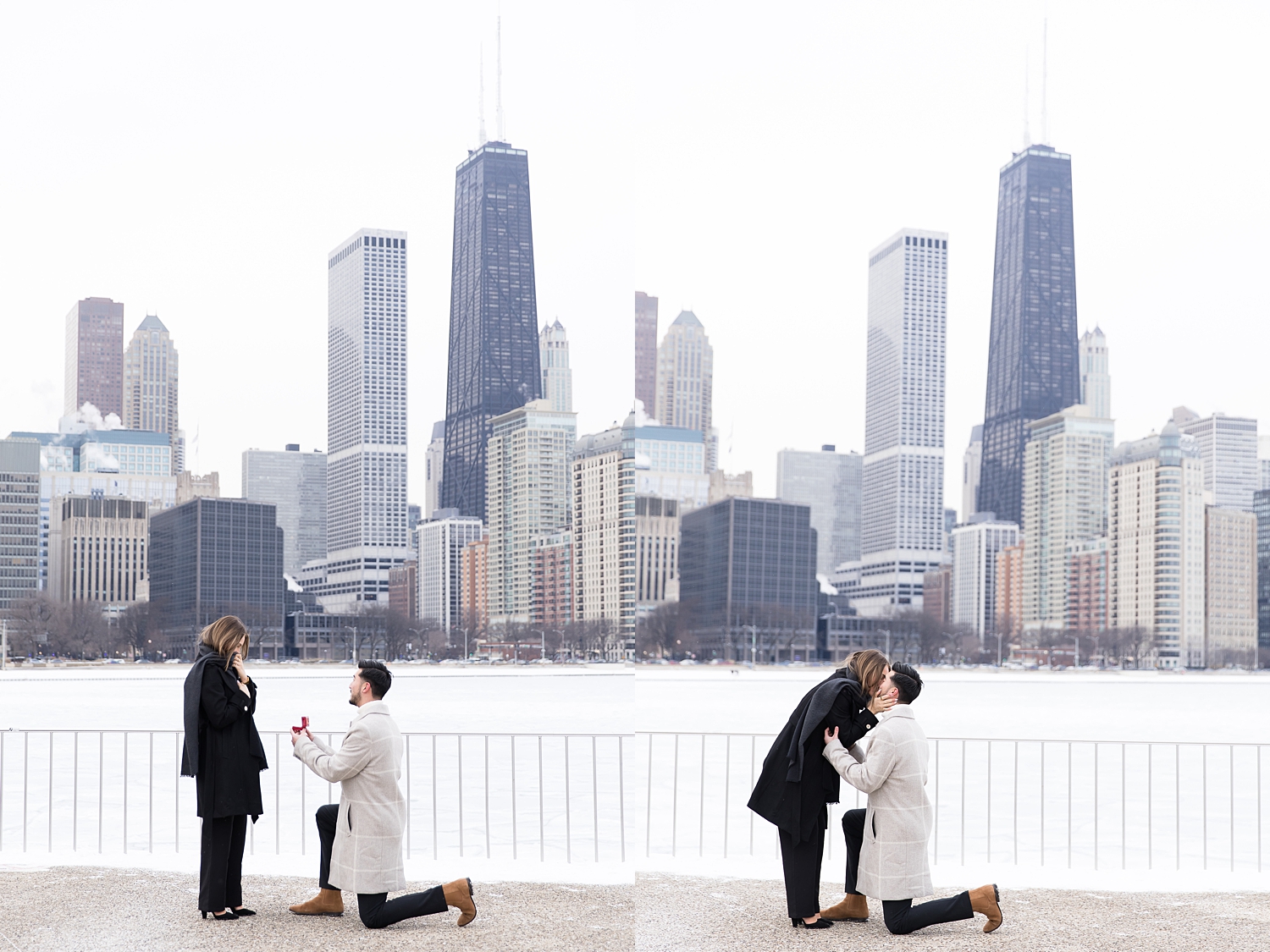 Man proposes in winter at Milton Lee Olive Park