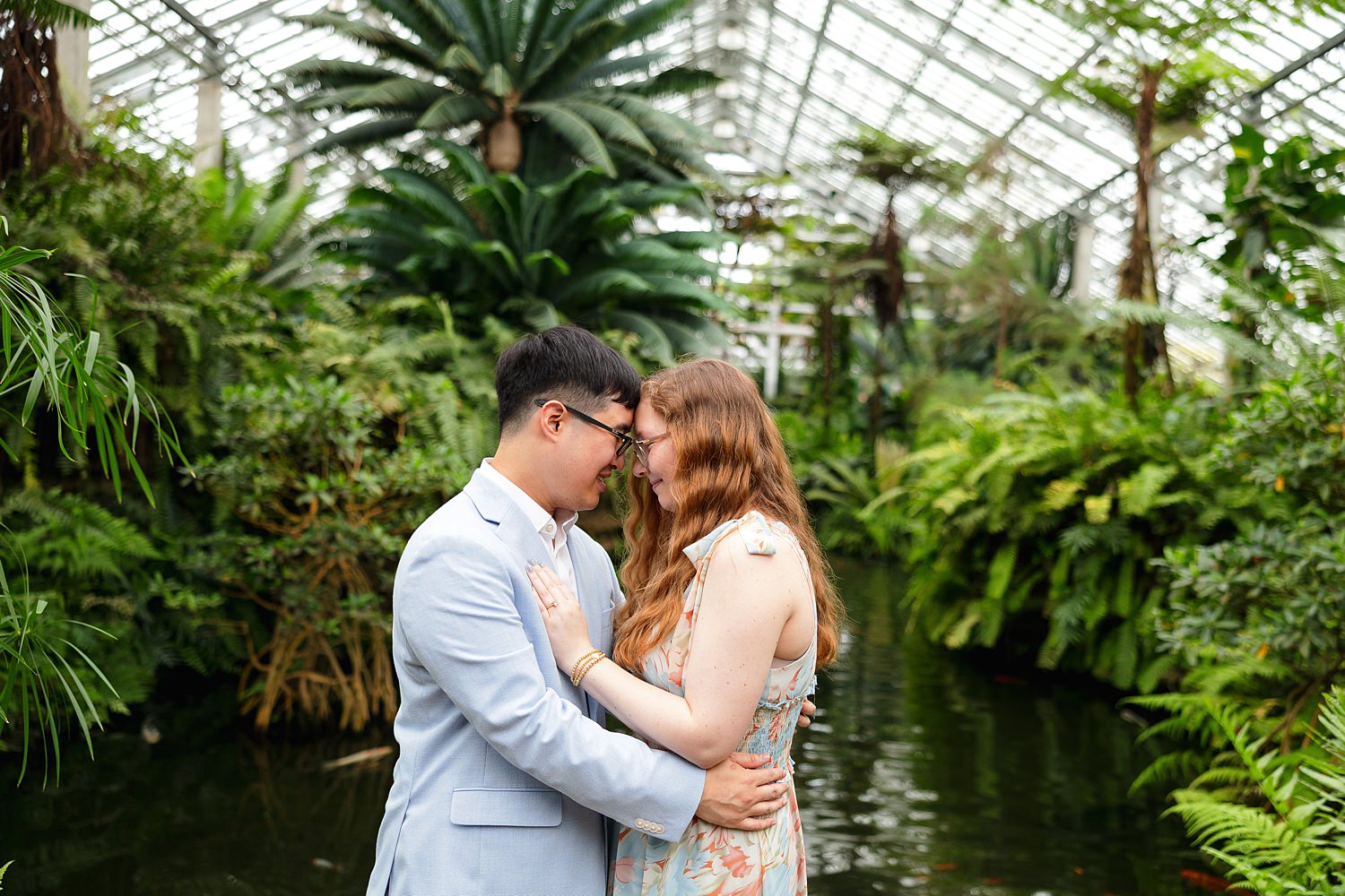 Couple takes engagement photos in Chicago, IL.