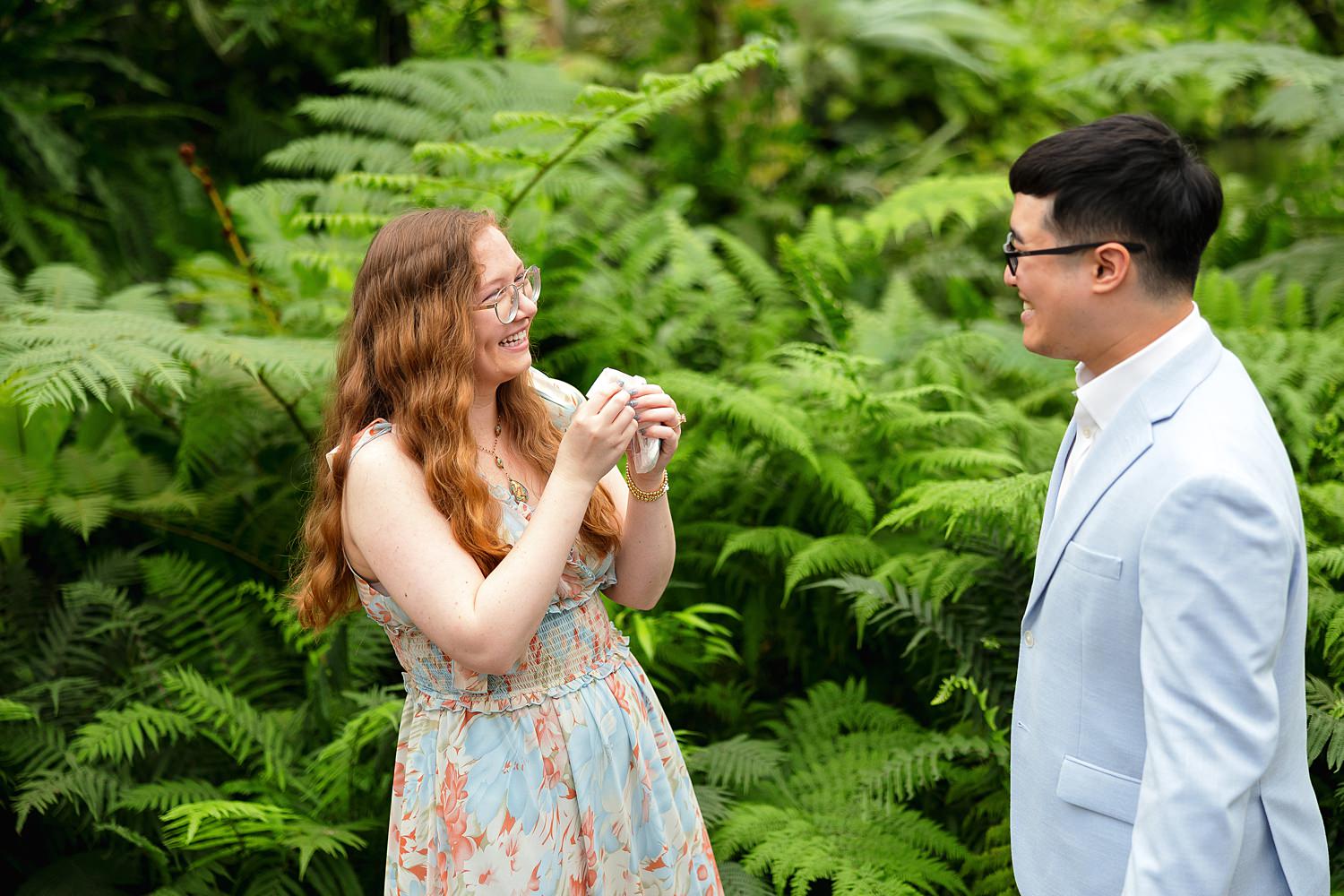 Couple celebrates engagement at Garfield Park Conservatory in Chicago