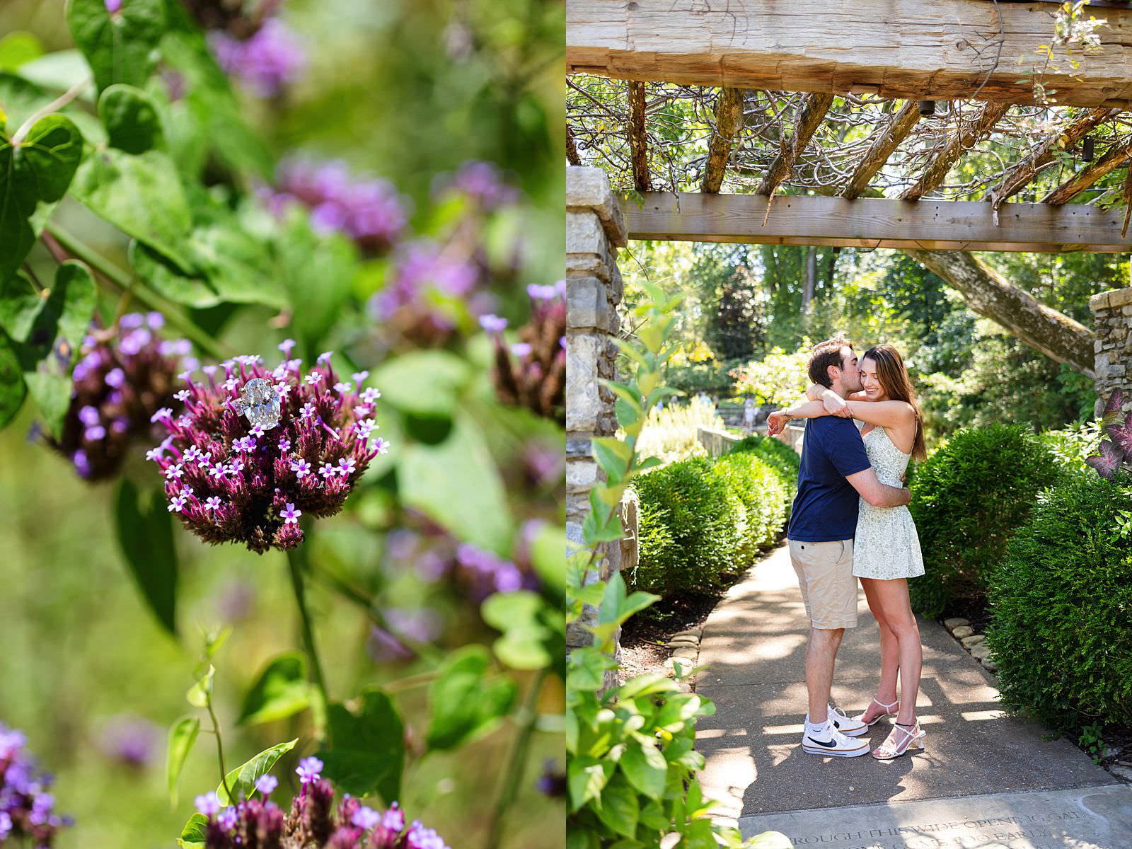 Engaged couple at Howe Garden at Cheekwood