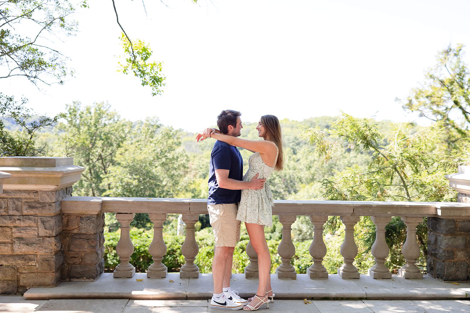 Engaged couple at Wills Perennial Garden at Cheekwood