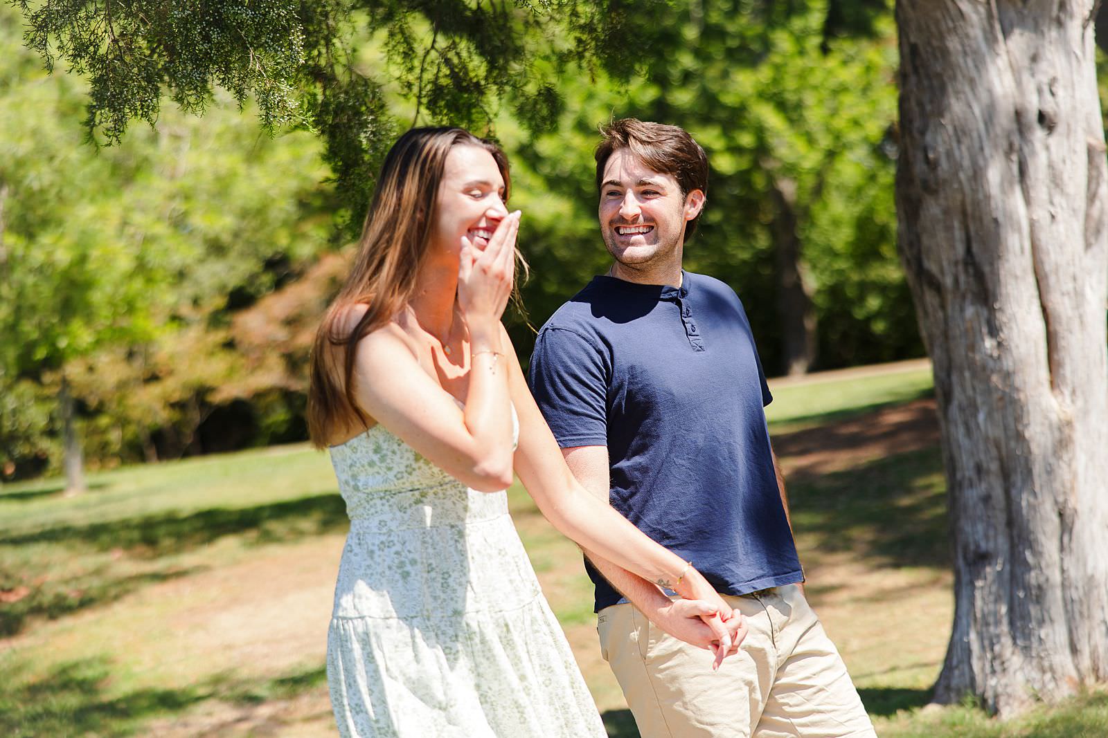 Couple walks at Cheekwood Botanical Gardens & Estates