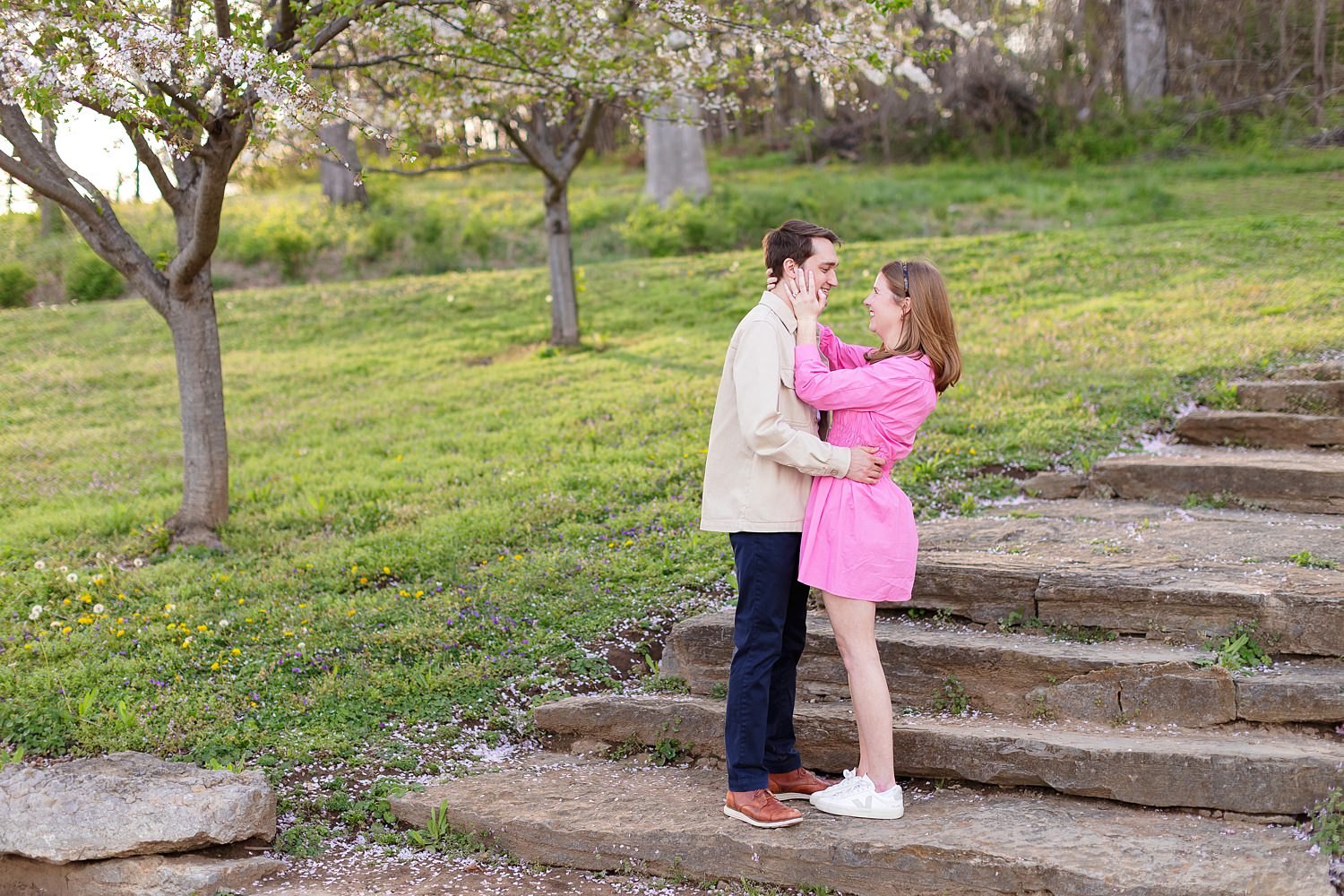 Engaged couple at Shelby Bottoms Greenway